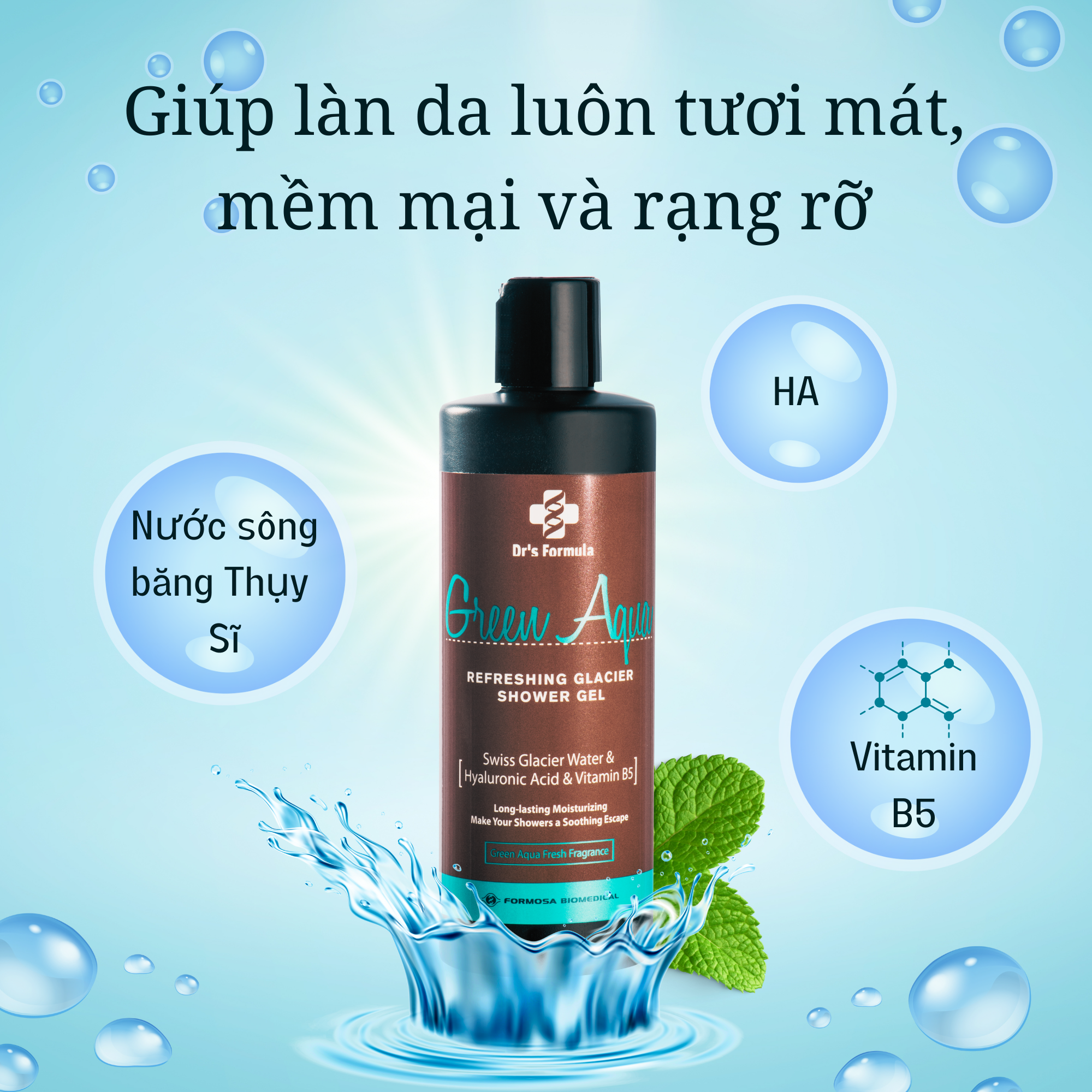 Sữa Tắm Nước Sông Băng Hương Green Aqua Dưỡng Da Tươi Mát Dr's Formula Green Aqua Refreshing Glacier Shower Gel