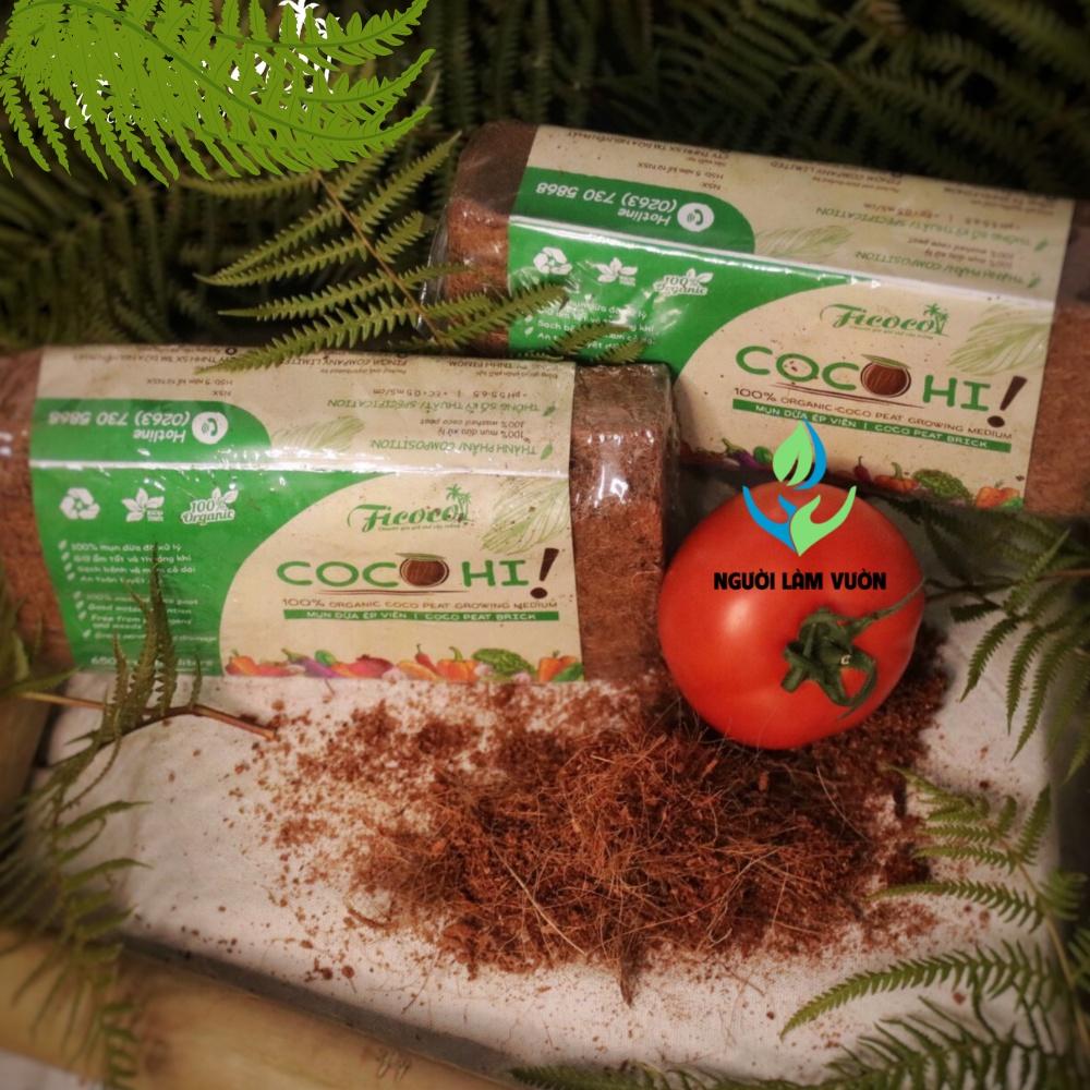 Viên đất trồng cây xơ dừa nén COCO HI đã qua xử lý 650g nở ra 8 lít trồng hoa rau cây cảnh - giữ ẩm tốt