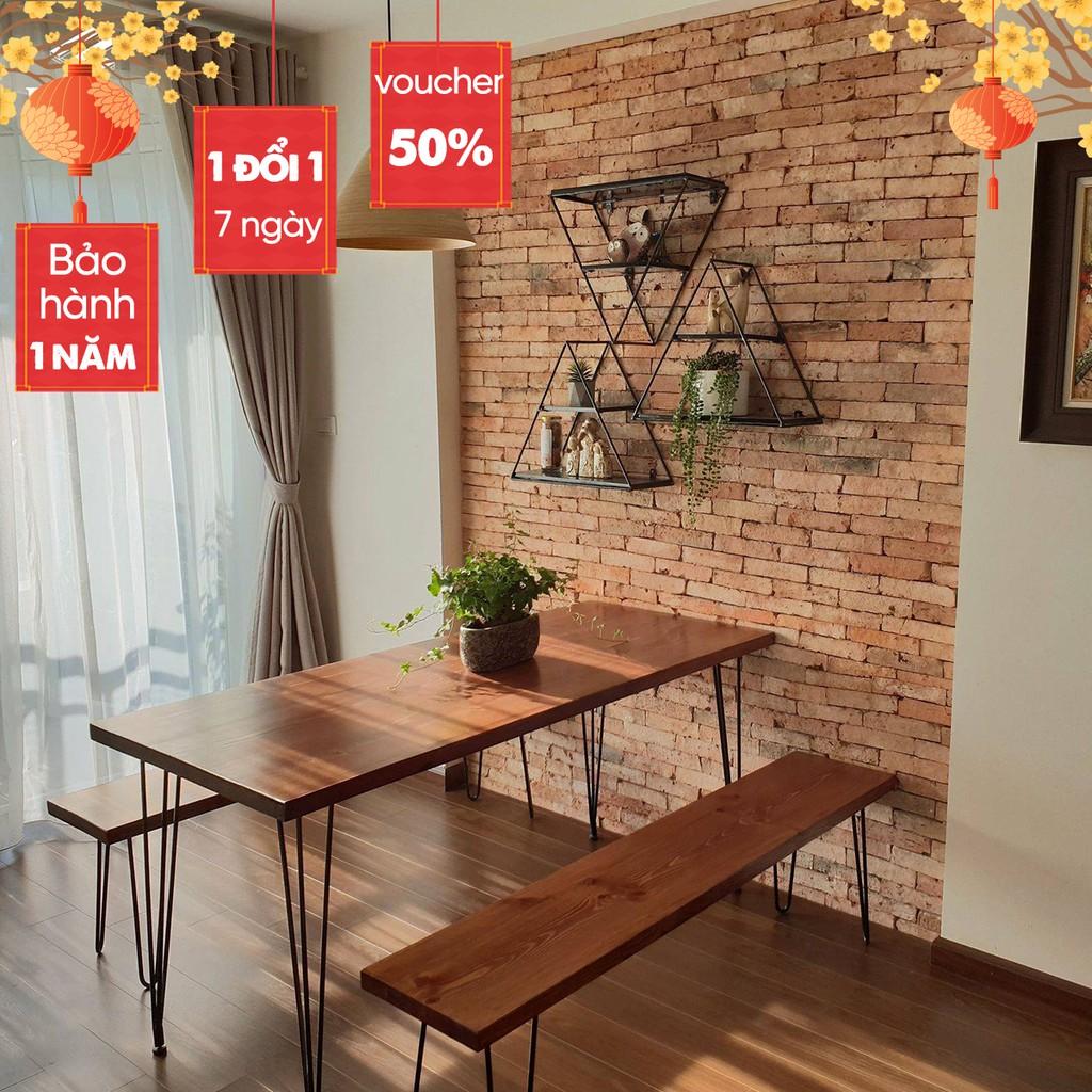 Bàn làm việc bằng gỗ tự nhiên nâu sẫm/ Bàn ăn màu rustic gia đình nội thất phòng khách