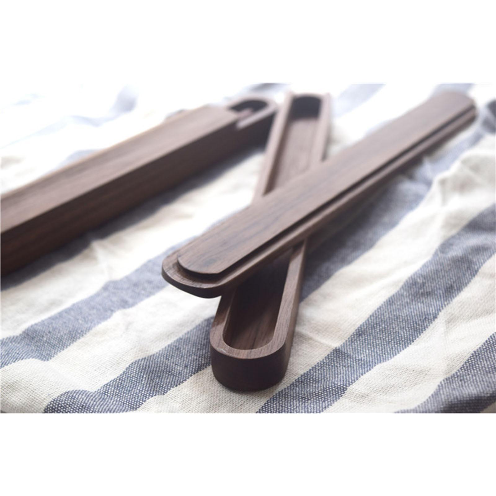 Portable Outdoor Travel Tableware Walnut Solid Wood Chopsticks with Box Case