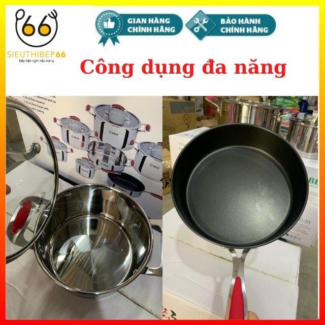 Bộ Nồi Từ Cao Cấp Arber RUBY Đáy Liền 7 Món, Bộ Nồi Inox 304, Chảo Chống Dính Bếp Từ Dùng Bếp Điện Từ