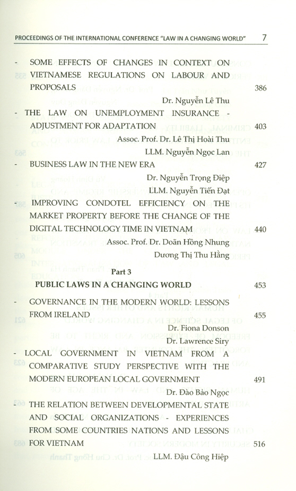 Proceedings Of The International Conference &quot;Law In A Changing World&quot;