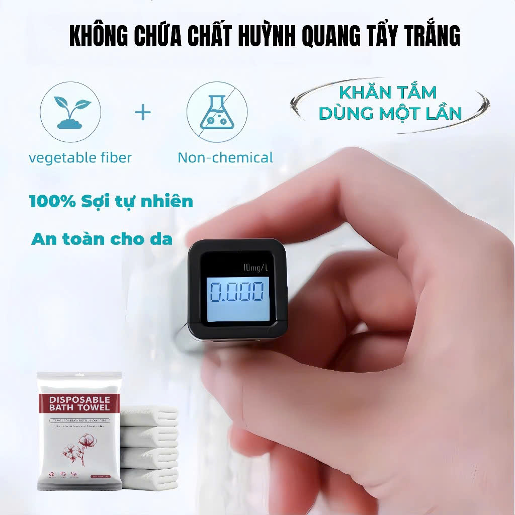 Khăn tắm nén du lịch (70x140cm) bằng cotton thấm hút tốt, dùng một lần tiện lợi - Chính hãng