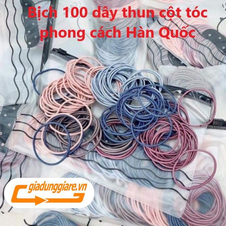Set 100 Thun buộc tóc, dây cột tóc phong cách Hàn Quốc
