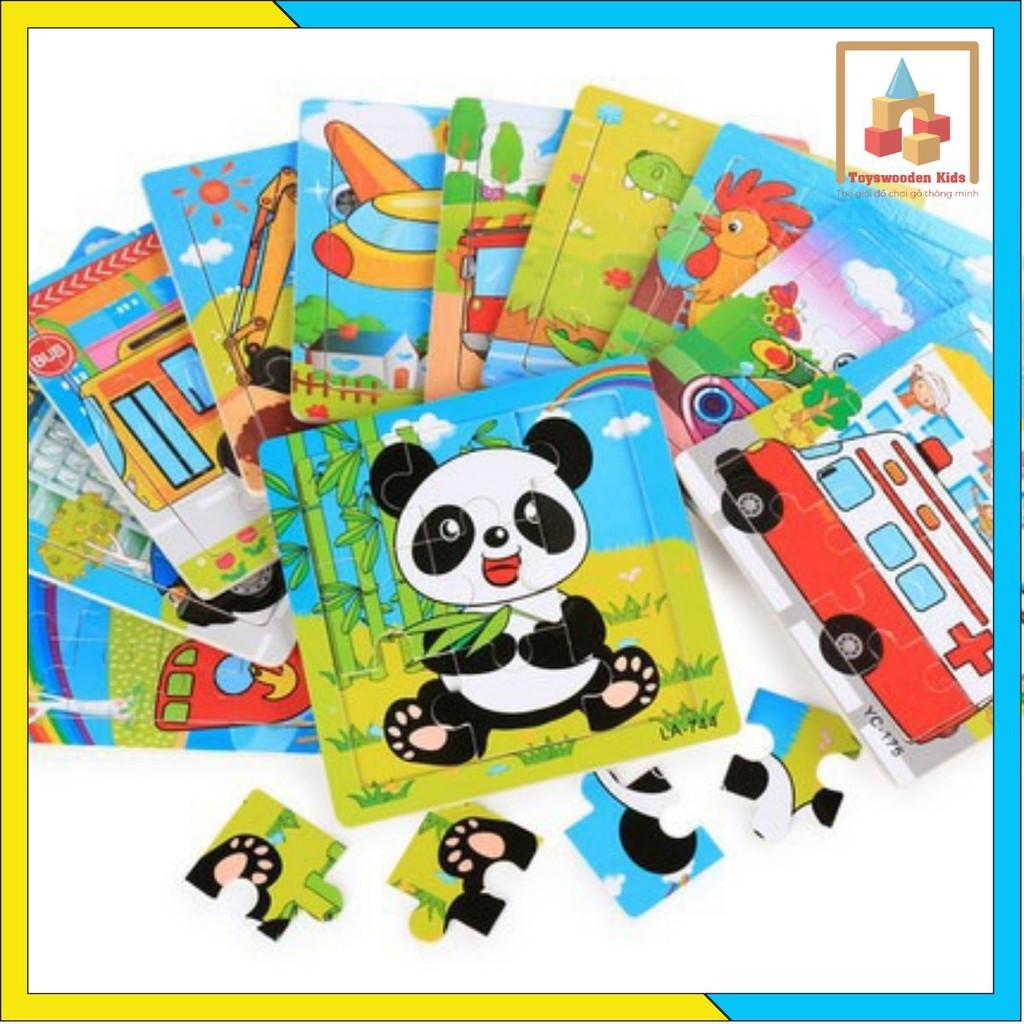 ĐỒ CHƠI XẾP HÌNH GỖ PUZZLE 9 MIẾNG CHO BÉ TỪ 2-6 TUỔI