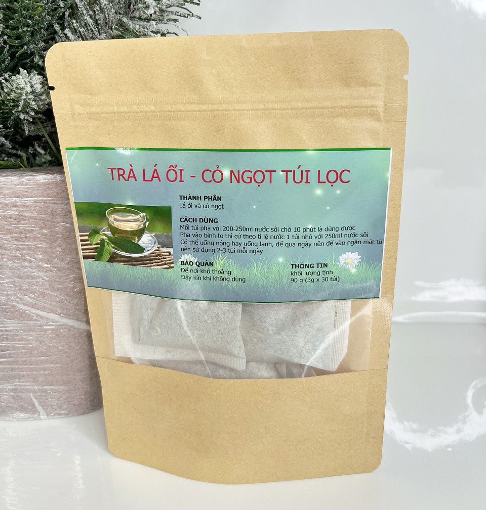 Trà lá ổi - Cỏ ngọt ( Hộp 30 gói 3g) - Sản phầm tốt cho người tiểu đường, thanh nhiệt mát gan và hỗ trợ giảm cân