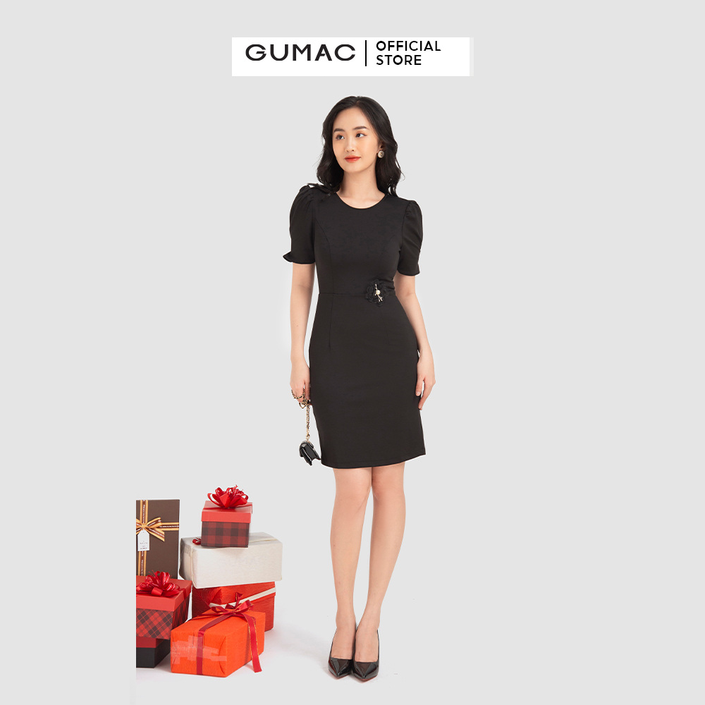 Đầm dáng ôm GUMAC DB12038 cơ bản tay lỡ