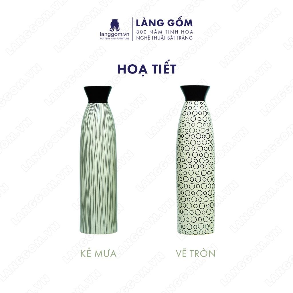 Bình hoa, lọ hoa Gốm sứ Bát Tràng cao cấp Men mát họa tiết dùng làm quà tặng, trang trí - Làng Gốm Bát Tràng
