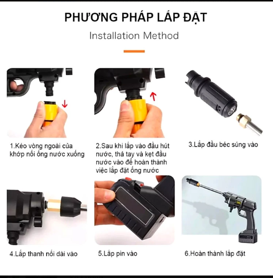 Máy xịt rửa xe không dây, dùng pin khủng 199V, mẫu mới 2021 (TẶNG BÌNH TẠO BỌT)