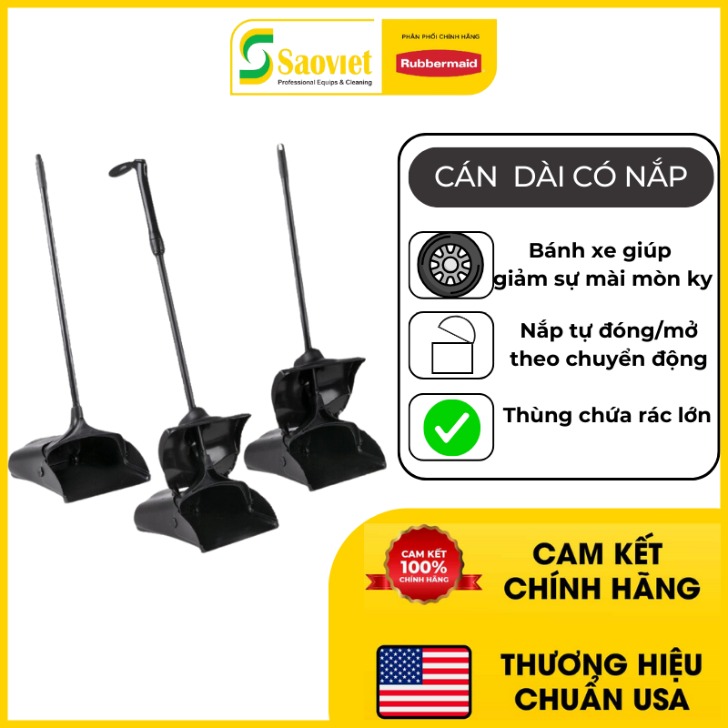 Ky Hốt Rác Có Nắp Cán Dài Rubbermaid - SKU: FG253300BLA/FG253200BLA/FG253100BLA | SAOVIETCO