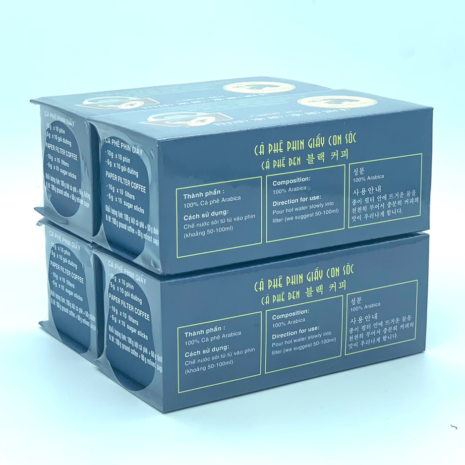 Cà phê con sóc phin lọc đơn hộp màu Xanh - Combo 4 hộp