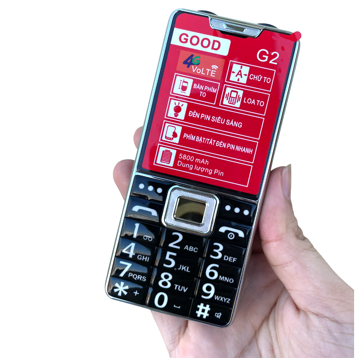 Điện thoại Good G2 2 sim 2 sóng , Màn 2.4inch , Pin trâu 5800mah , Đèn pin siêu sáng - Mới nguyên seal