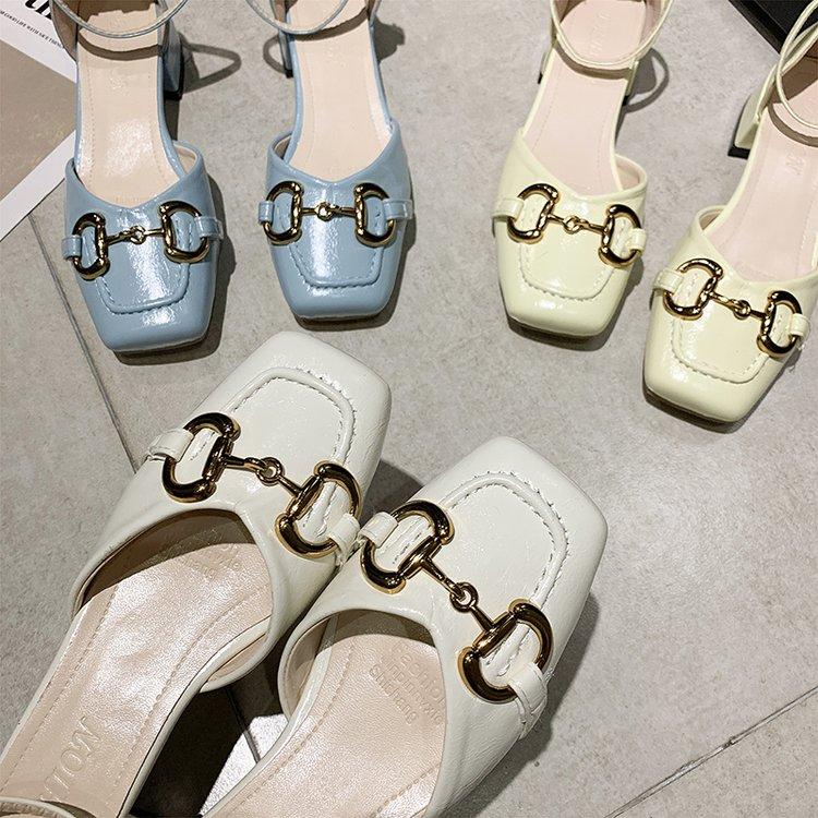 Fashion Metal Line Buckle High Heel Sandals for Women