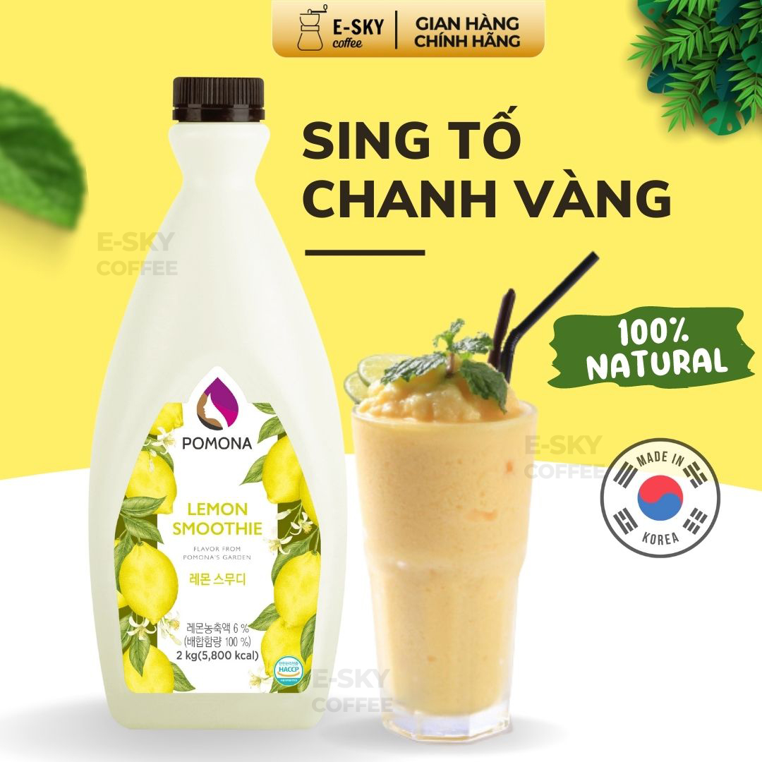 Mứt Chanh Pomona Lemon Smoothie Nguyên Liệu Pha Chế Hàn Quốc Chai 2kg