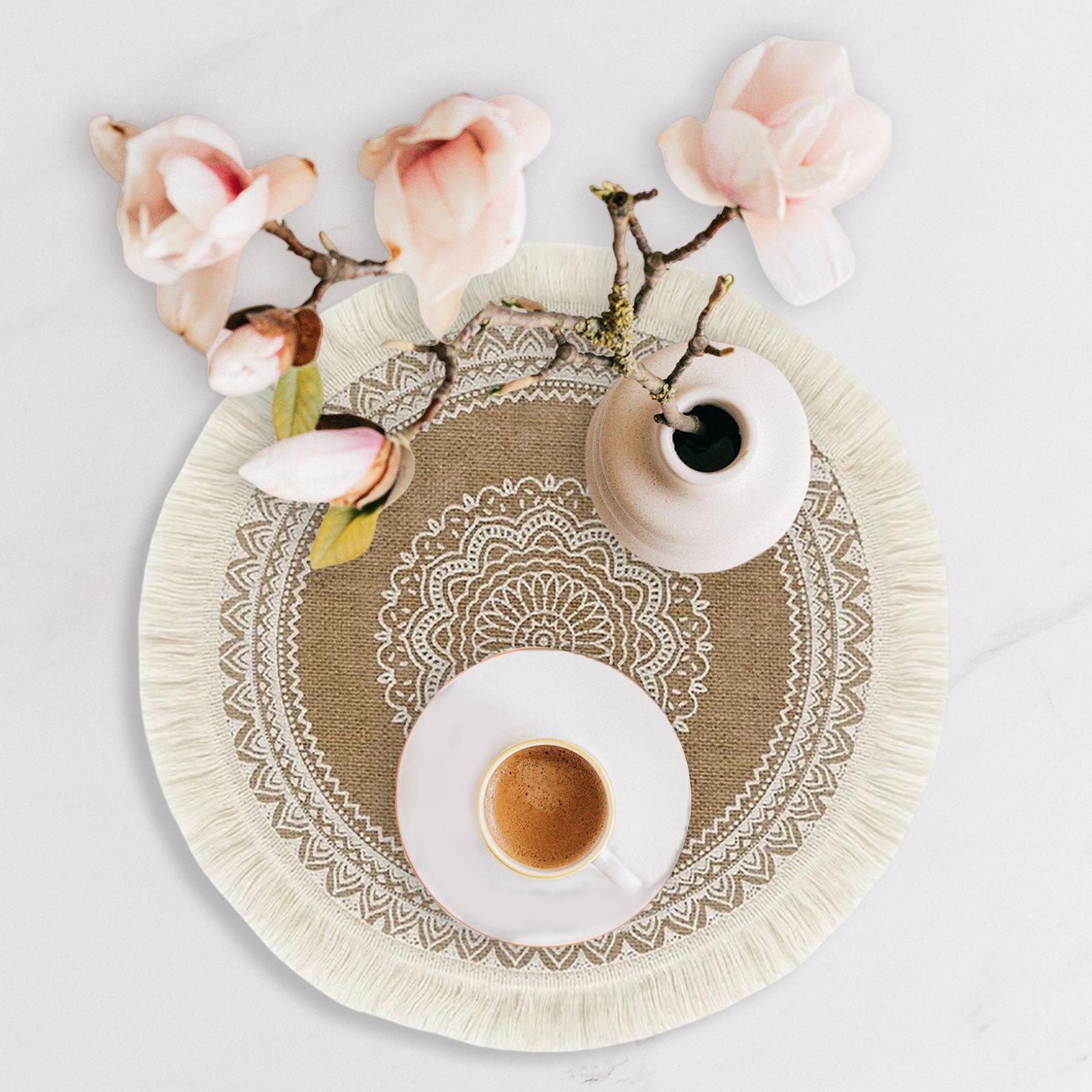 Placemats for Dining Table, Heat Resistant Stain Resistant Non-Slip Boho Style Woven Placemats, Durable Cotton Linen Place Mats Table Mats
