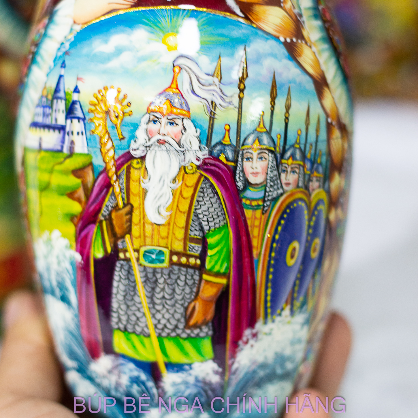 BỘ BÚP BÊ NGA MATRYOSHKA CAO CẤP 10 LỚP 26CM HOA VĂN "CHUYỆN CỔ TÍCH VUA SALTAN" CỰC ĐẸP VÀ SANG TRỌNG