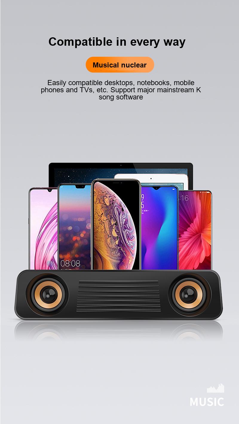 Loa máy tính Âm thanh nổi HiFi Loa siêu trầm Hỗ trợ USB Đầu cắm 3,5 mm Máy tính để bàn di động Loa dài cho TV Máy tính xách tay Máy tính xách tay Màu sắc: Đen