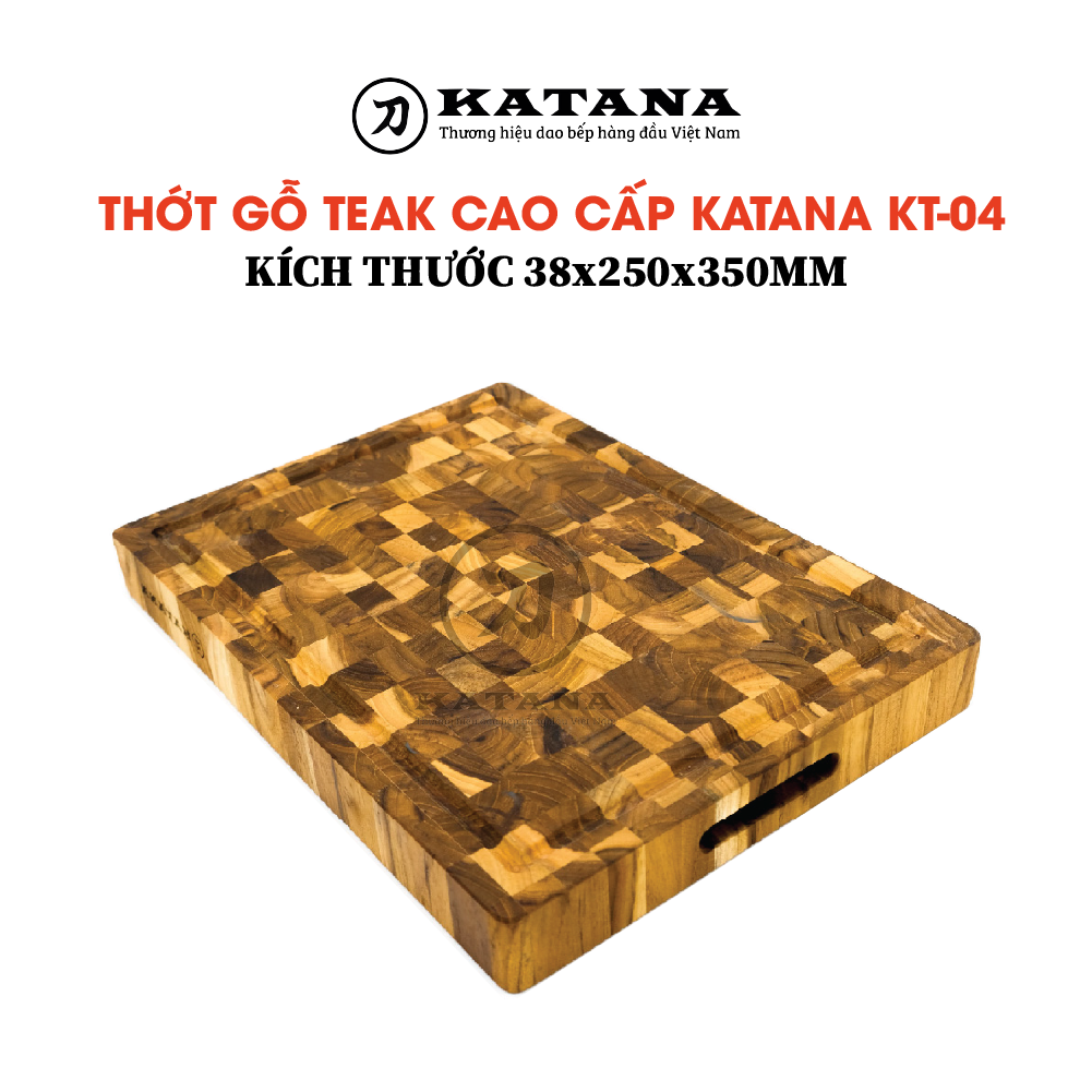 Thớt gỗ Teak đầu cây cao cấp KATANA cỡ nhỏ - KT04