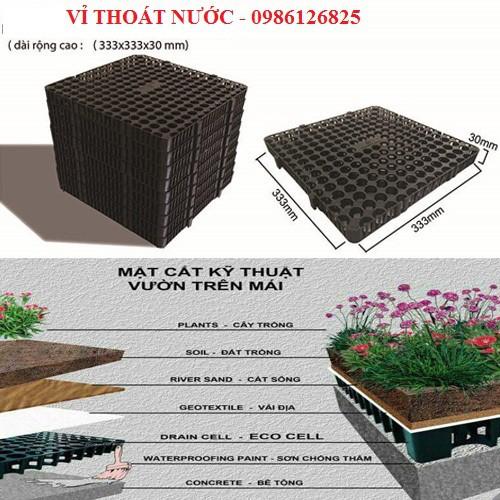 Vỉ nhựa trồng cây, vỉ nhựa thoát nước sân vườn, mái nhà- tấm thoát nước