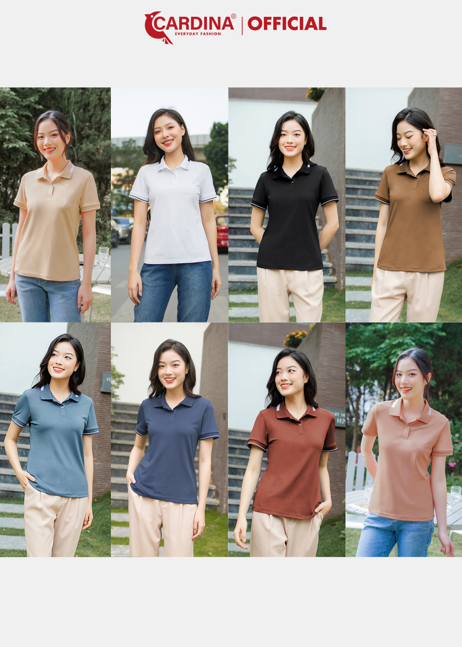 Áo Polo Nữ CARDINA Chất Cotton TC Cao Cấp Áo Thun Cổ Bẻ Cộc Tay Mềm Mại Siêu Mát 3APF02