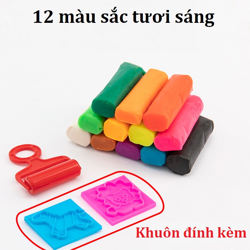 Đất Nặn Nhiều Màu Deli - Chất Liệu An Toàn - Có Khuôn Kèm - 12 - 01 Hộp Nhựa Có Quai Xách - 7022