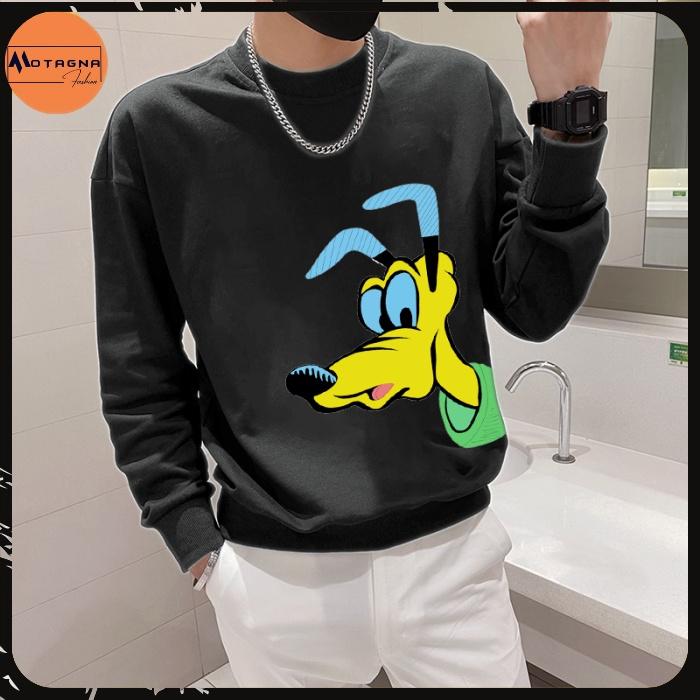 Áo nỉ nam dáng ôm, Áo sweater chất đẹp kiểu dáng ôm Hàn Quốc in Cún hoạt hình mã NZ633