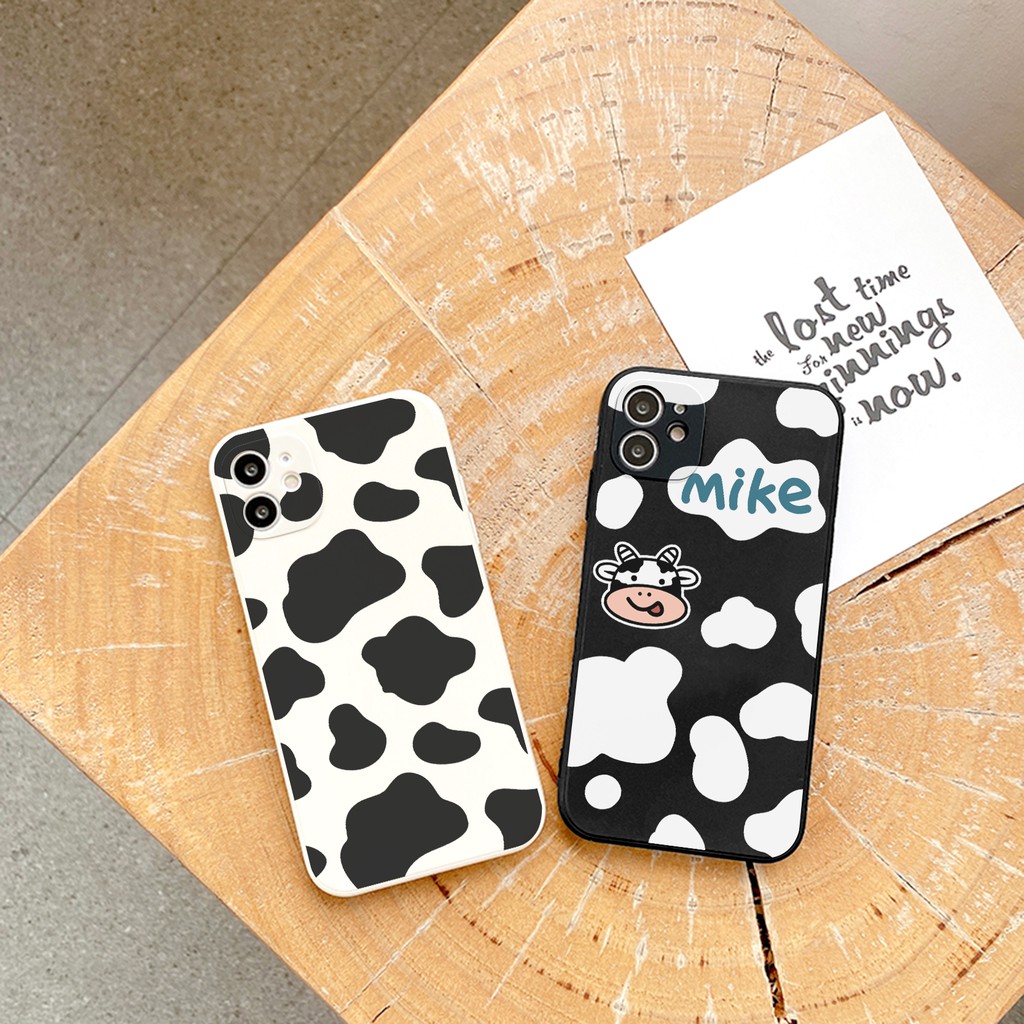 Ốp Lưng Cạnh Vuông Bò Sữa Dành Cho iPhone 6 / 6 Plus / 7 / 7 Plus / 8 / 8 Plus / X / Xs / Xs Max / 11 / 11 Pro / 11 Pro Max / 12 / 12 Pro / 12 Pro Max