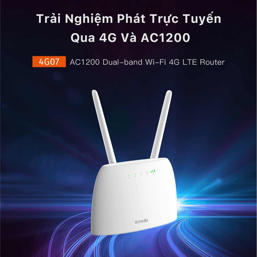 Tenda Bộ phát Wifi di động 4G LTE 4G07 Chuẩn AC 1200Mpbs cao cấp - Hàng chính hãng