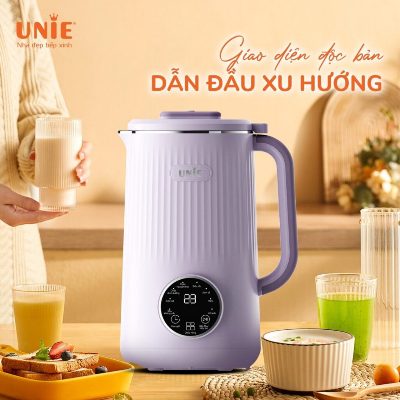 Máy Xay Nấu Đa Năng Unie UMB10, Lưỡi Dao Inox 8 Cánh, 1000W-1.0Lit, Hàng Chính Hãng