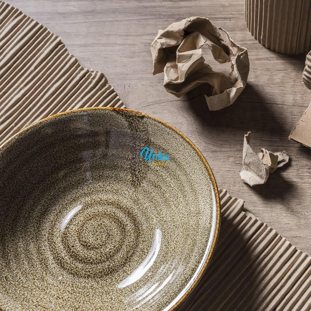 Bát Tô Loe Men Gấm vàng D16 - Bát tô nông loe D16 - Gốm Sứ Cao Cất Bát Tràng