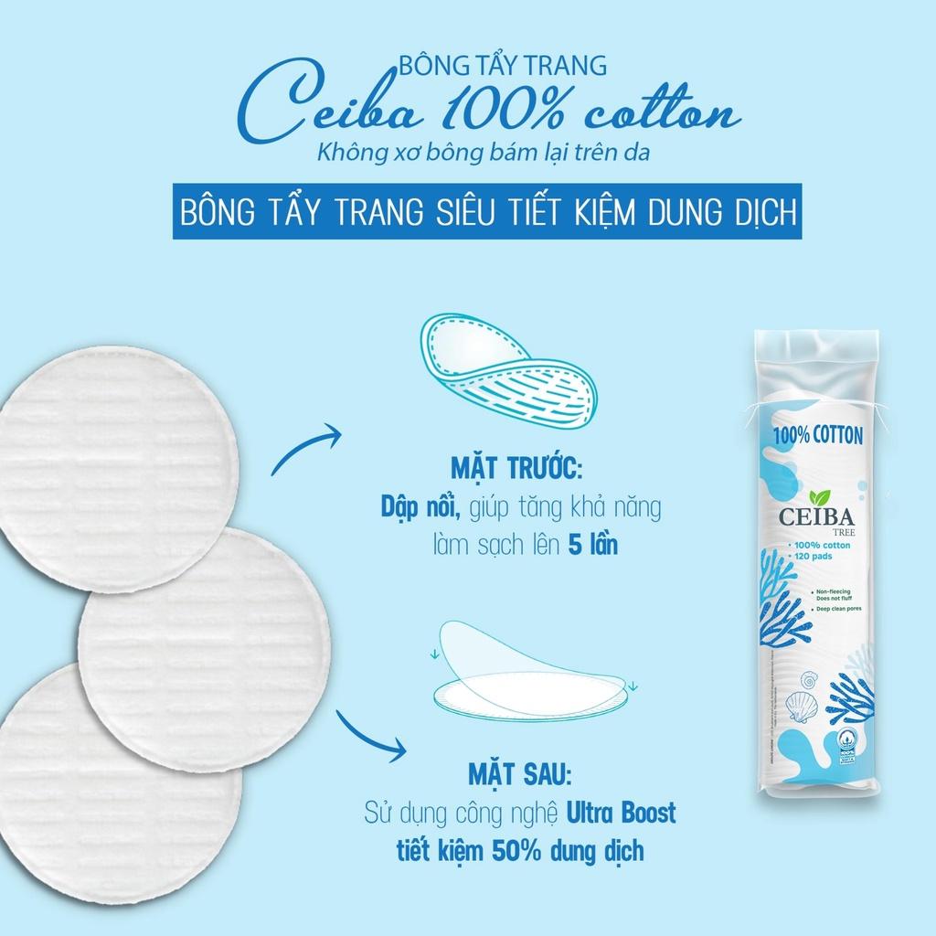 Combo 3 Bông Tẩy Trang Ceiba Tree 100% Cotton 140 Miếng