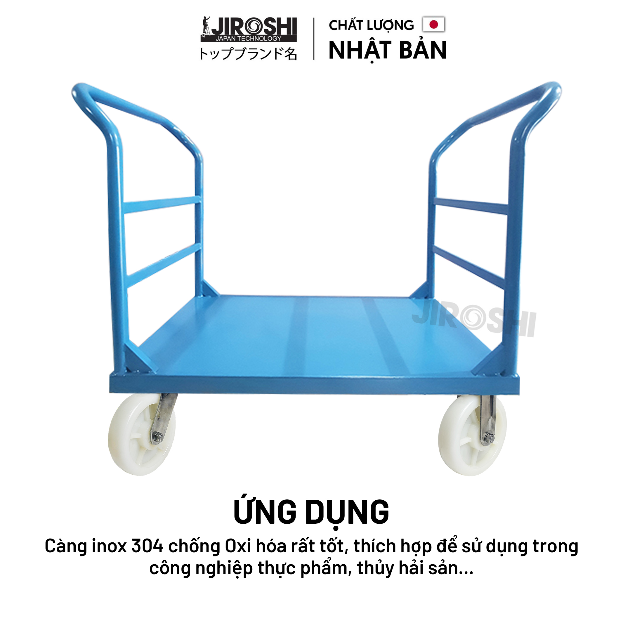 Bánh xe đẩy hàng tải trọng lớn chống hóa chất JIROSHI, bánh xe PA độ bền cao công nghệ nhật bản