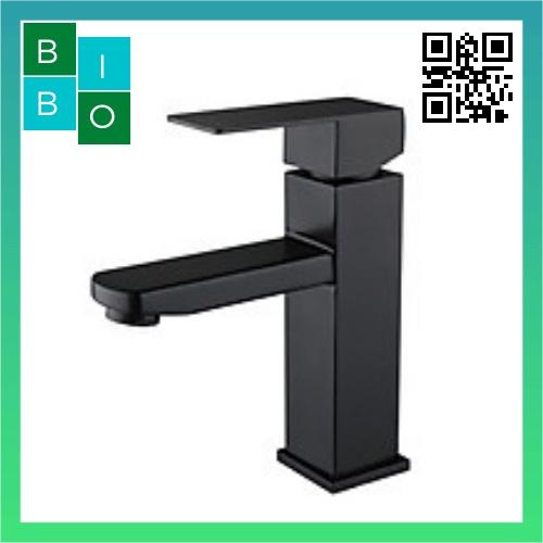 Vòi lavabo vuông nóng lạnh mạ đen inox 304