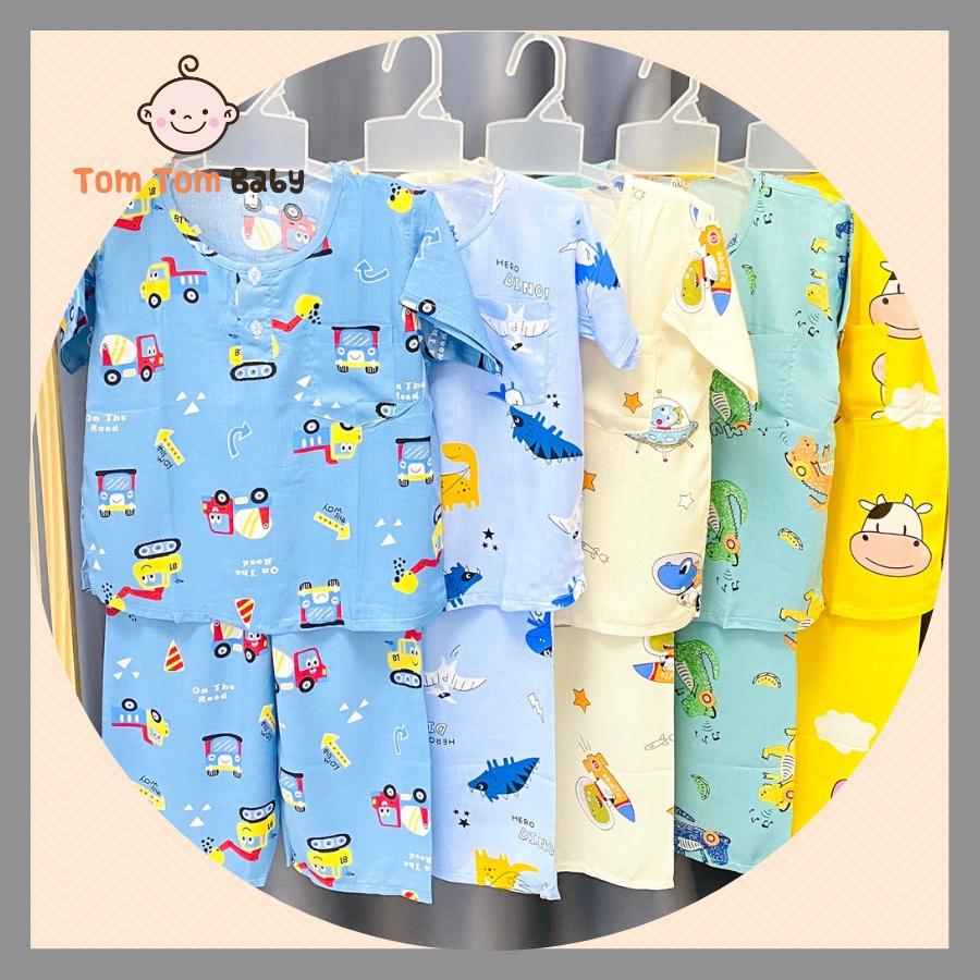 COMBO 3 Bộ Quần áo Tole lanh Bé Trai | Mẫu Tay Ngắn Quần Dài cài 2 nút trước |Size 3-12 cho bé 9-35kg