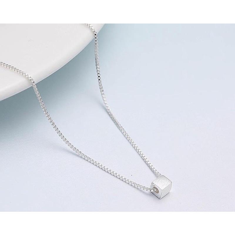 Dây chuyền bạc hộp vuông đơn giản, cá tính chuẩn bạc đẹp-Bạc Npj