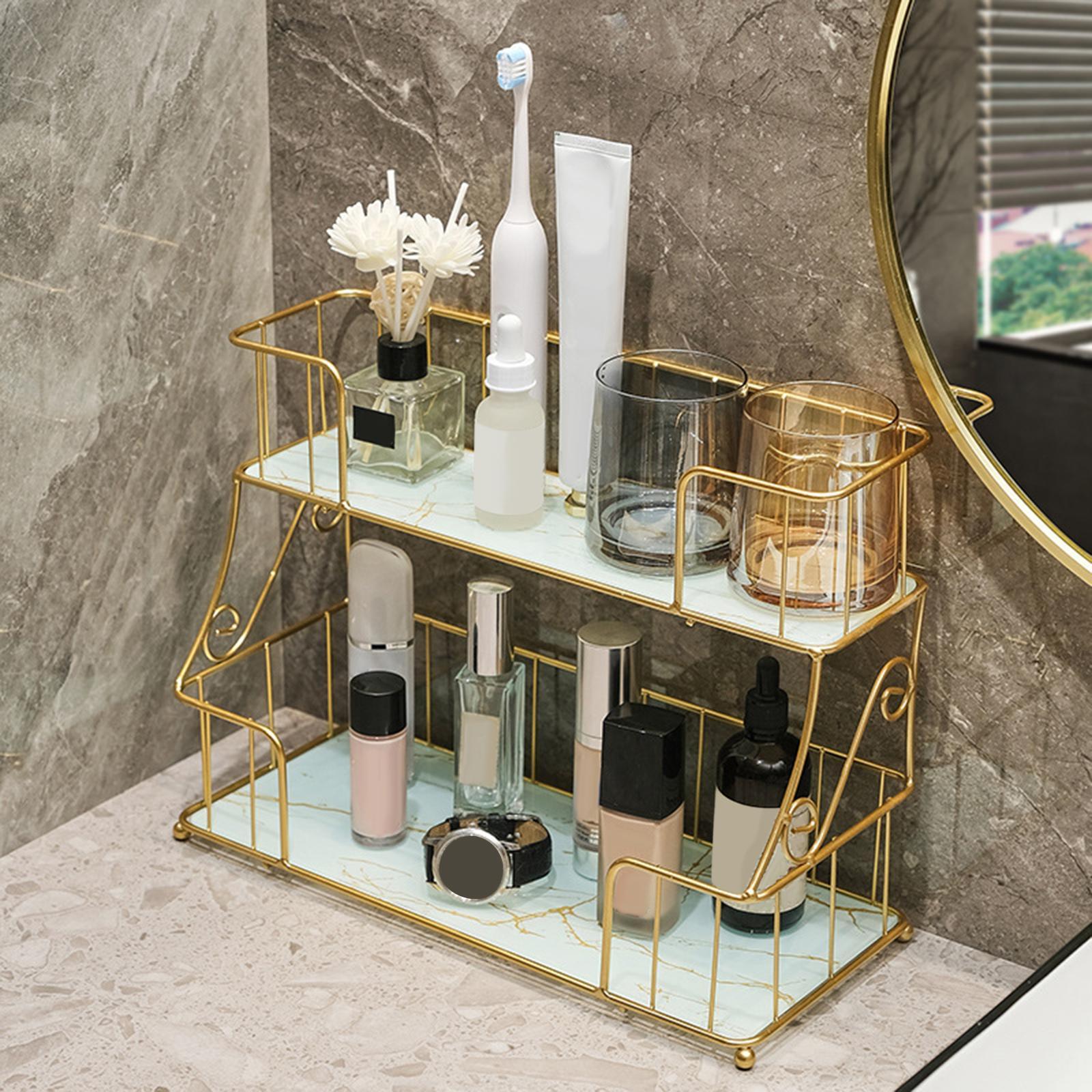 Bathroom Organizer Rack Shower Caddy Shelf Makeup Storage Rack Coutertop White