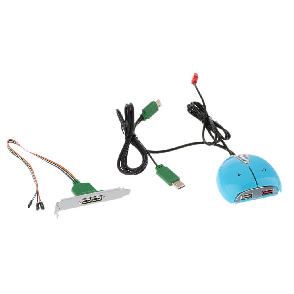 Desktop Computer Case Power Supply on/off Reset Button Switch with Dual USB Blue