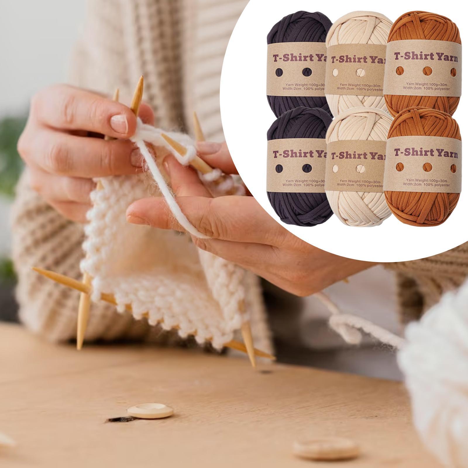 6 Pieces Knitted Yarn T-shirt Yarn Elastic for Macrame Handbag Throw Blanket