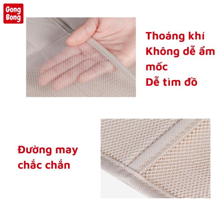 Túi treo tủ đựng đồ lót màu ghi khay lưới đựng đồ cá nhân 2 mặt 30 ngăn tiện ích dễ tìm đồ sắp xếp gọn gàng tủ quần áo