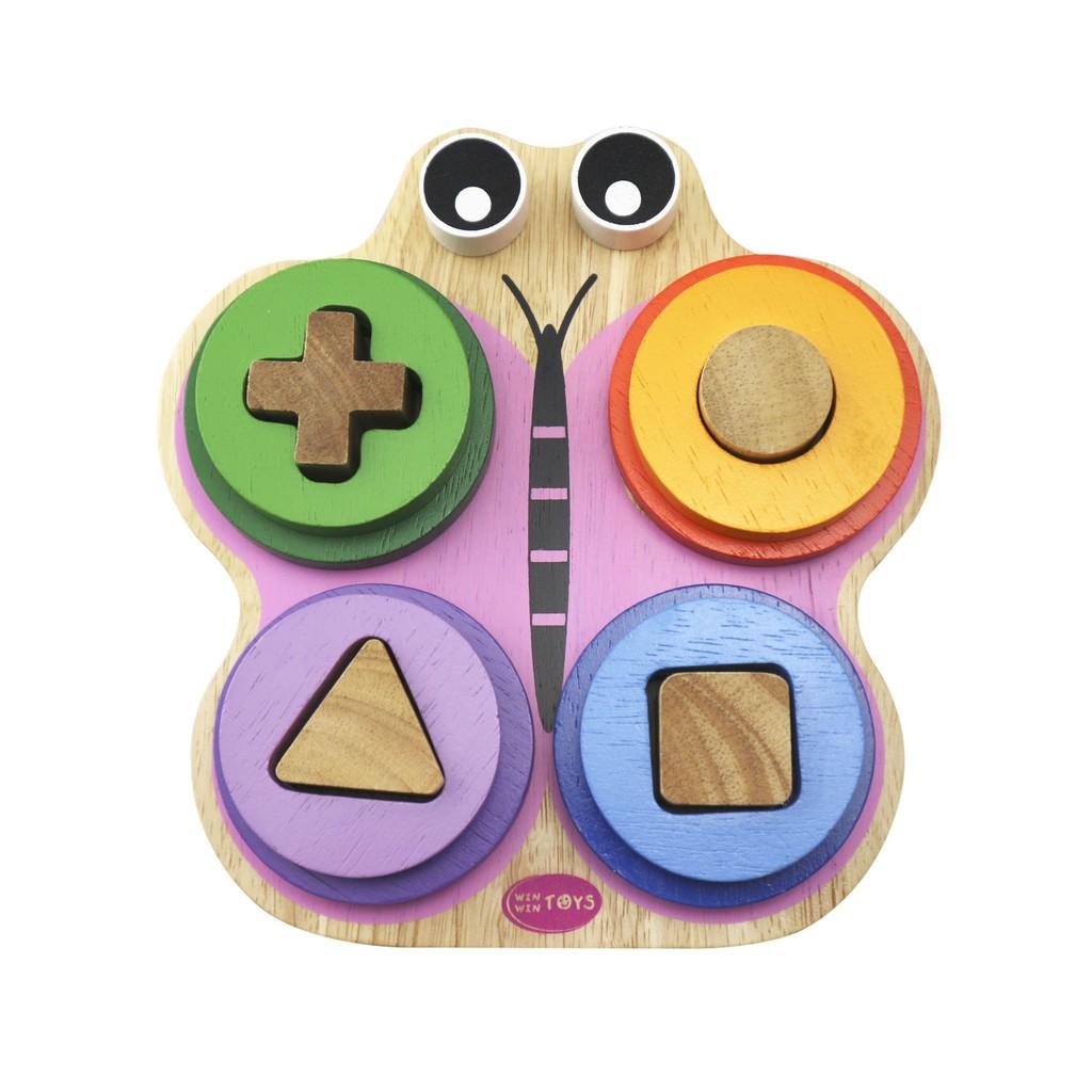 Đồ chơi gỗ Xếp trụ hình bướm | Winwintoys 60042 | Phát triển trí tuệ và hình học, màu sắc cơ bản