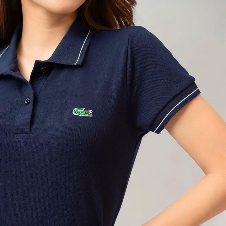 Áo Polo Nữ chất cotton thoáng mát trơn basic, Áo Phông có cổ bẻ thêu cá sấu unisex