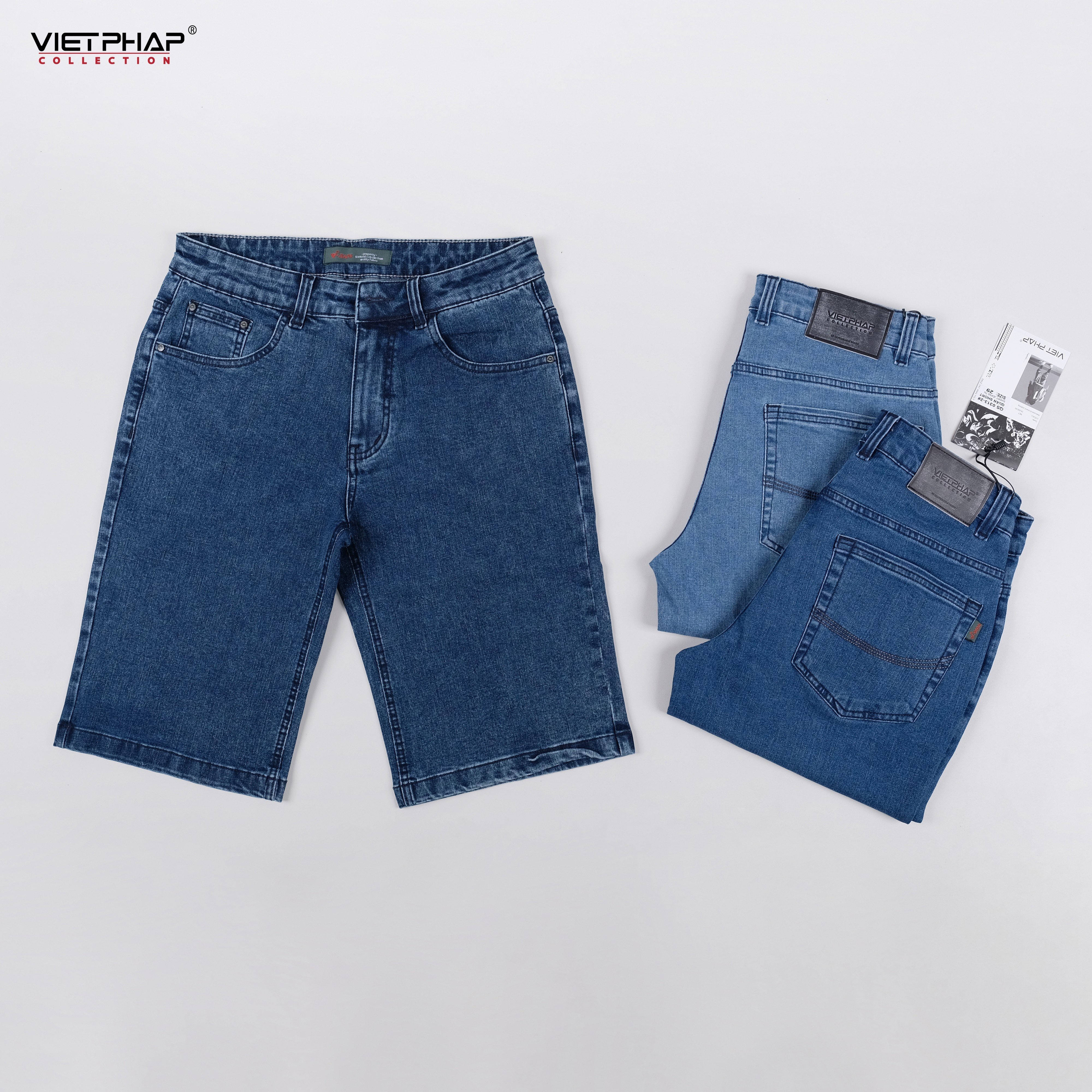 Quần Short Jeans Nam VIỆT PHÁP/ Chất Cotton Cao Cấp co giãn, độ bền màu cao 0313