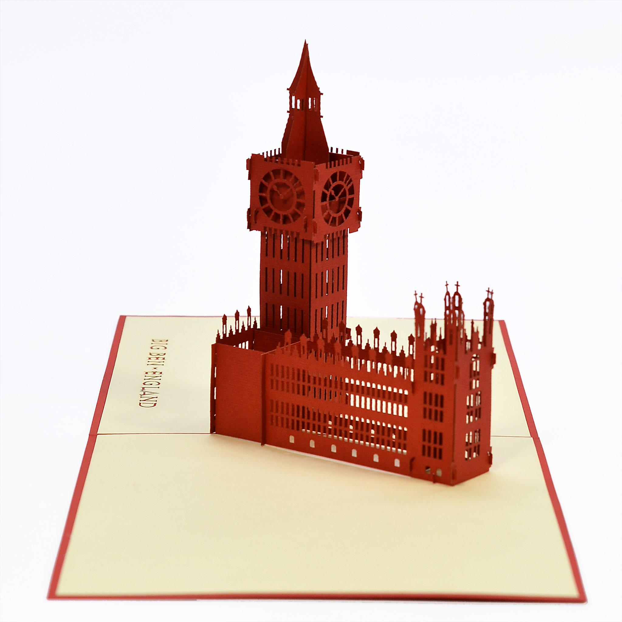 Thiệp nổi 3D handmade  Big Ben Clock Tower, Đồng hồ Big Ben size 15x15 cm FB002