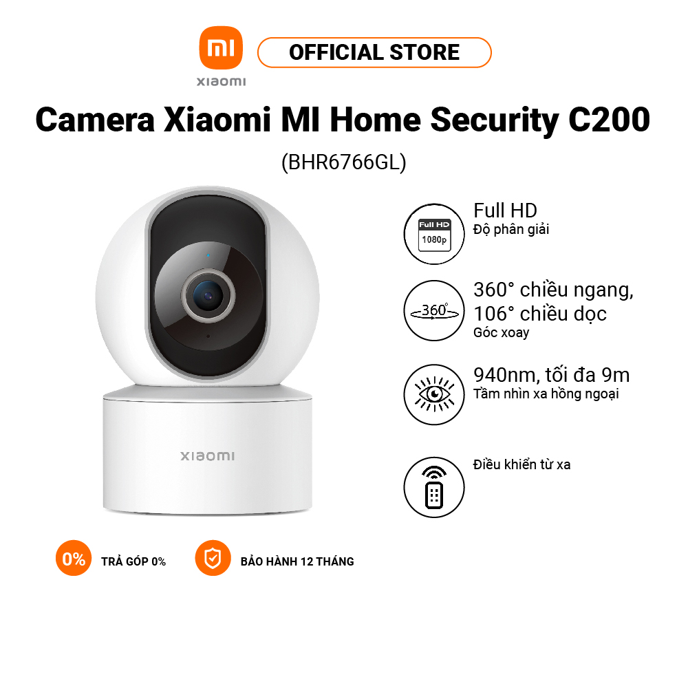Camera Xiaomi MI Home Security C200 - Độ phân giải cao 1080p | Xoay 360° | Hồng ngoại nhìn ban đêm | Phát hiện có người - Hàng chính hãng