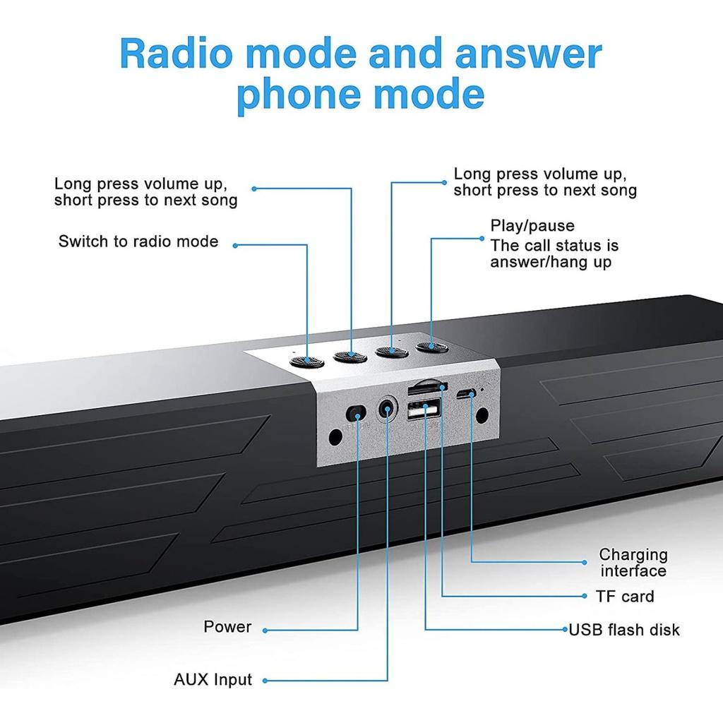 Loa không dây Soundbar XD200 - Loa ti vi, vi tính bluetooth 5.0 - Âm thanh nổi Hi-fi 4D - Có jack cắm 3.5mm âm thanh hay