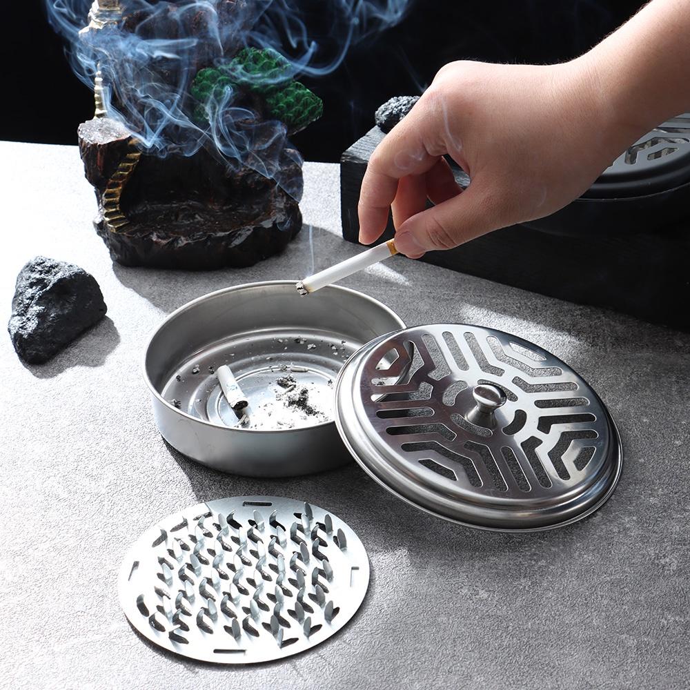 Hộp Đựng Nhang Muỗi,Gạt Tàn Cao Cấp Bằng Thép Không Gỉ Có Nắp An Toàn