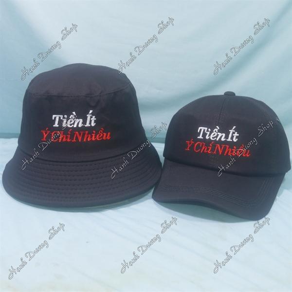 Set Nón Cặp Bucket & Cap Tiền Ít Ý Chí Nhiều (TYC01);(KYC01) - Combo Tiền Ít Ý Chí Nhiều
