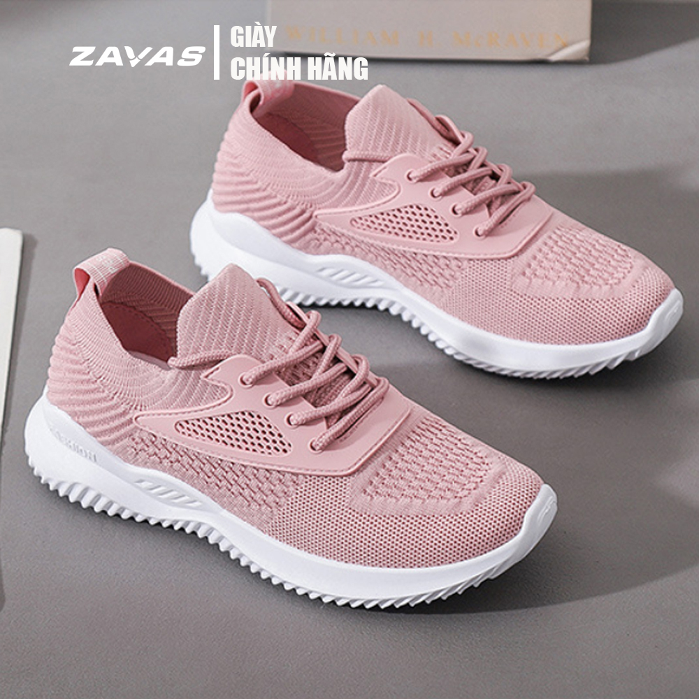 Giày thể thao sneaker nữ màu hồng đế êm nhẹ thoáng khí thương hiệu ZAVAS - S394 - Hàng chính hãng