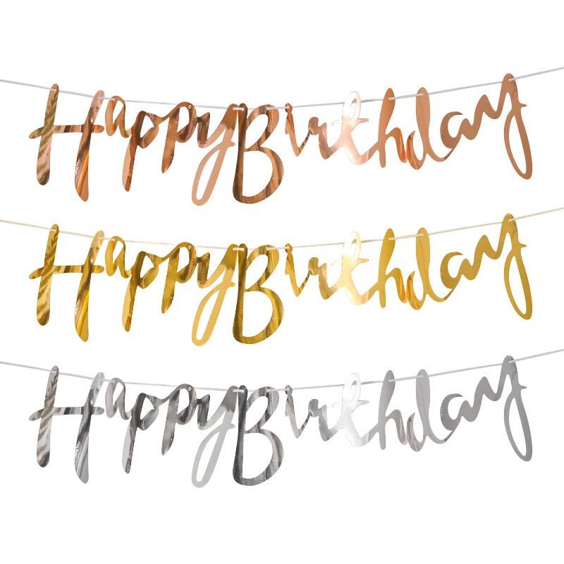 Cờ dây trang trí sinh nhật Happy Birthday Ép Kim đủ màu !