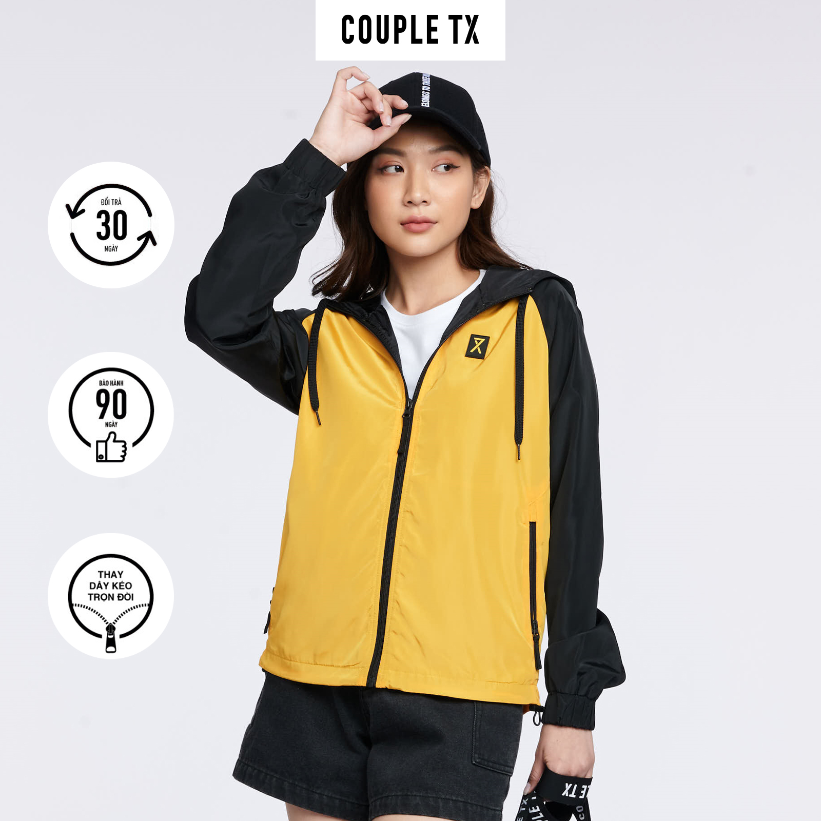 COUPLE TX - Áo Khoác Nữ Dù Raglan Phối Màu WOP 2033